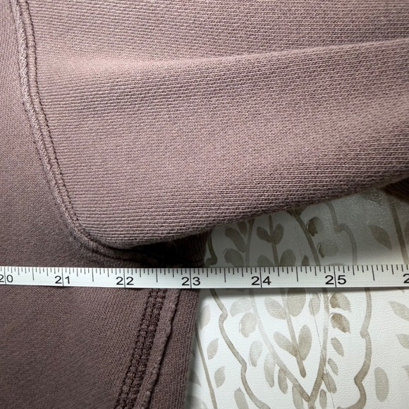 Aerie Brown Mauve Oversized Crewneck Sweatshirt Pocket Exposed Seams XS - Picture 7 of 8